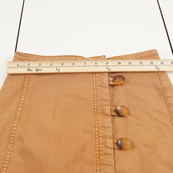 Free People We The Free Brown Button Front Stretch Denim Mini Skirt Womens Sz 4 - Picture 3 of 7